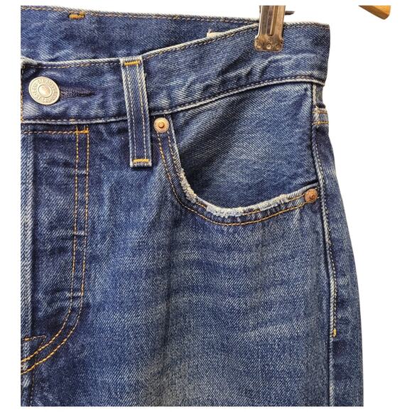 Levis Women 501 90s Selvedge Button Fly Straight Leg Blue Denim Jeans 24 X 30 - Picture 6 of 16